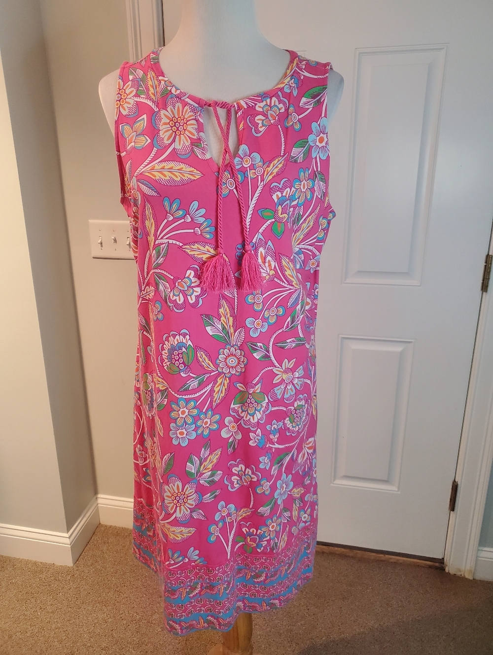 Belle By Kim Gravel Trupleluxe Knit Summer Pink Floral Dress.